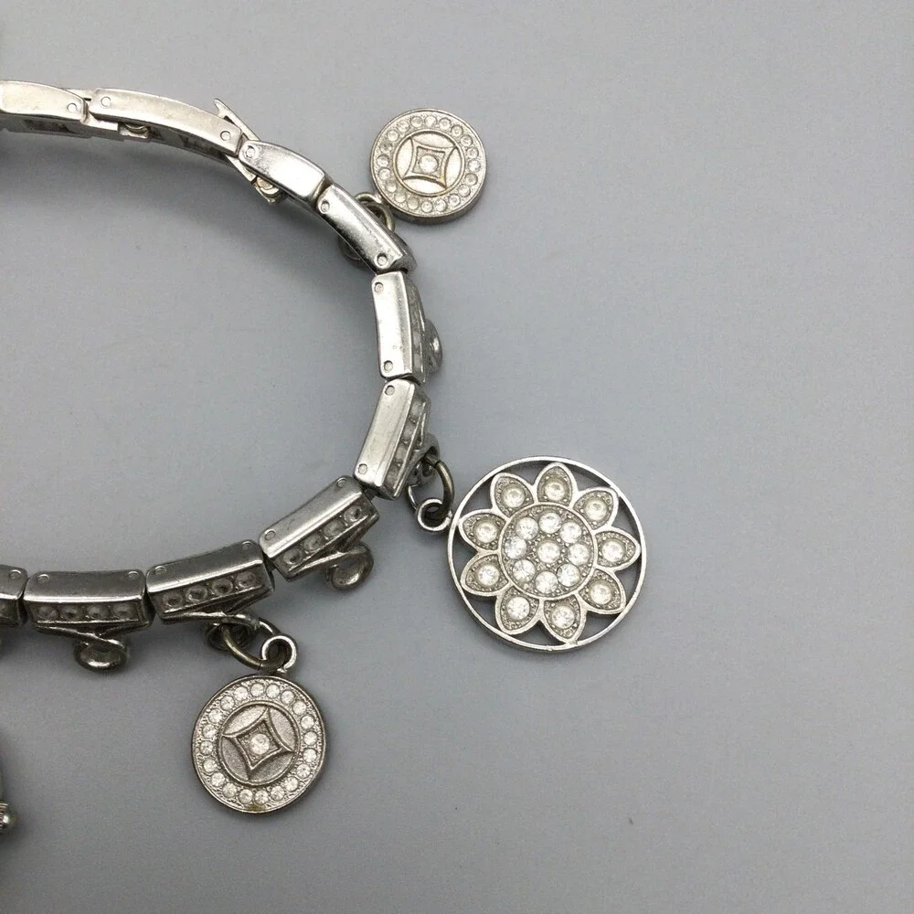 Anne Klein Watch Women 20mm Silver Tone Bling Charm Bracelet Band New Battery 7
